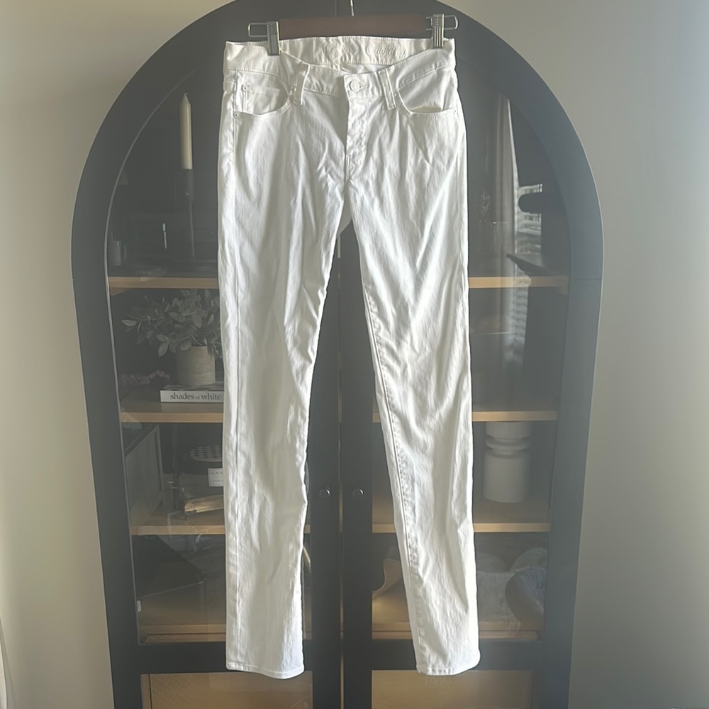7 For All Mankind Women's White Straight Leg Jeans